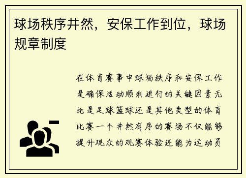 球场秩序井然，安保工作到位，球场规章制度